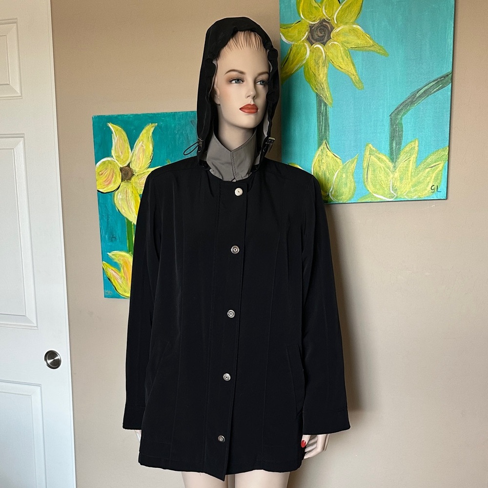 Gallery Black Hooded Trench Coat